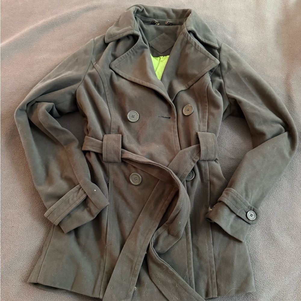 Women's Gray Double-Breasted Pea Coat